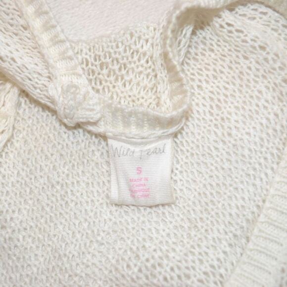 Wild Pearl White and Green Striped Knit Cardigan | Sz S - Picture 4 of 5